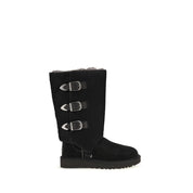 UGG Black Suede Leather Lace-Up Boots