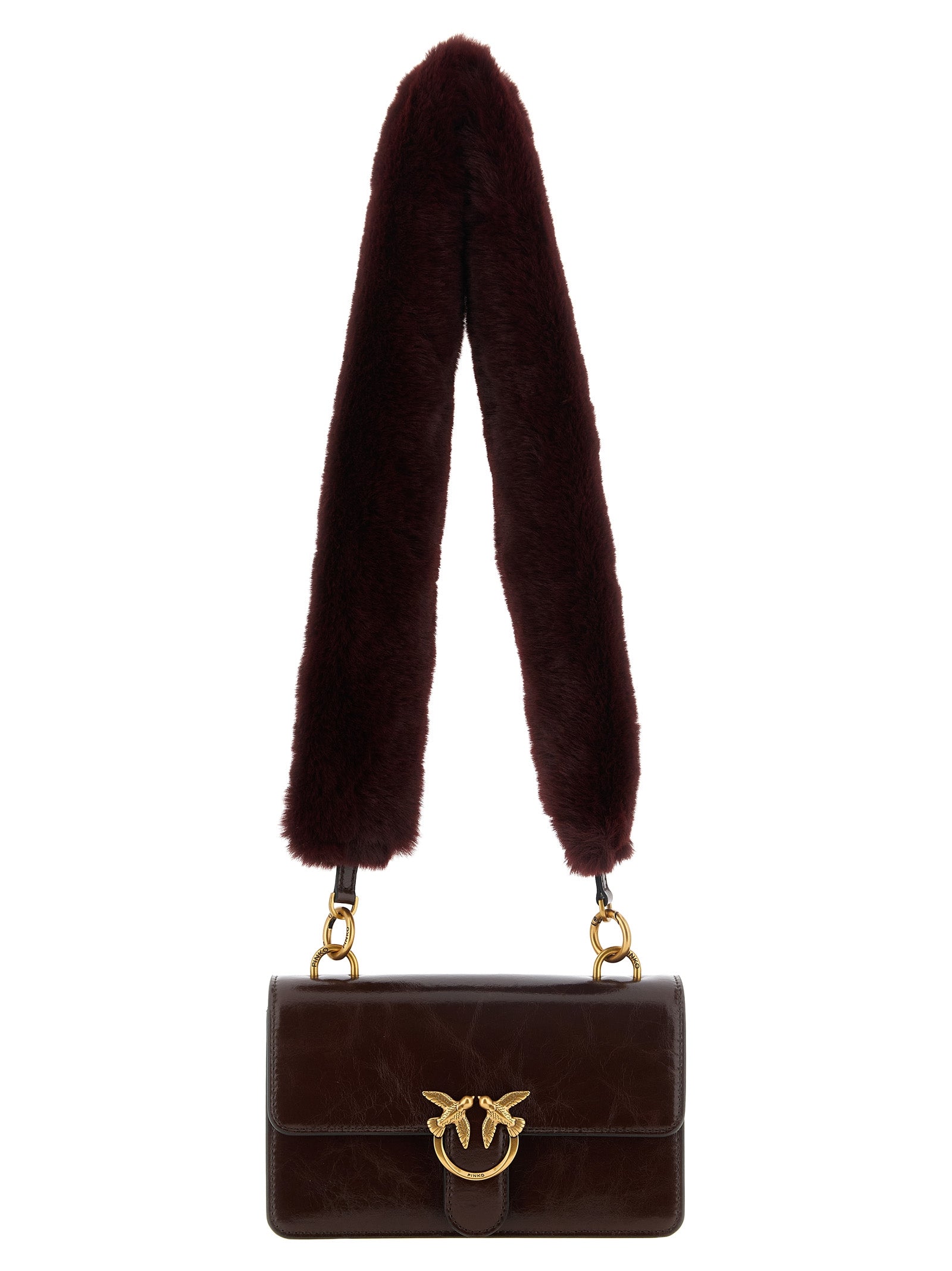 PINKO Bordeaux Calfskin Shoulder Bag