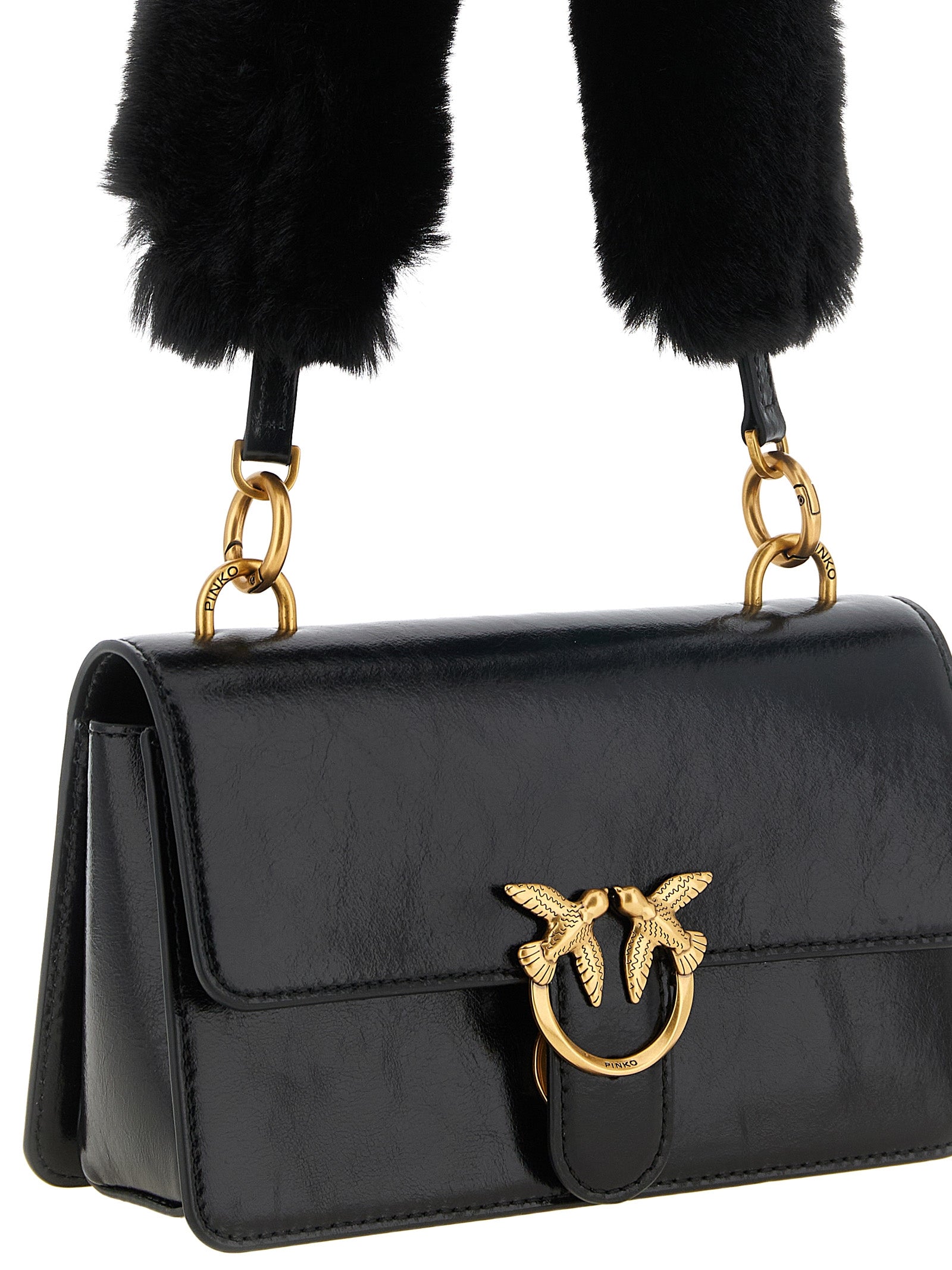 PINKO Black Calfskin Shoulder Bag