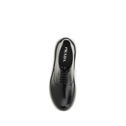 Prada Black Calf Leather Bos Taurus Low Top Sneakers