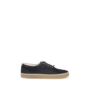 Brunello Cucinelli Blue Suede Leather Low Top Sneakers