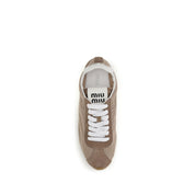Miu Miu Beige Calf Leather Bos Taurus Low Top Sneakers