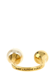 Saint Laurent White Brass Ring