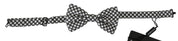 Men Black White Circles Adjustable Neck Papillon Bow Tie
