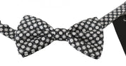 Men Black White Circles Adjustable Neck Papillon Bow Tie