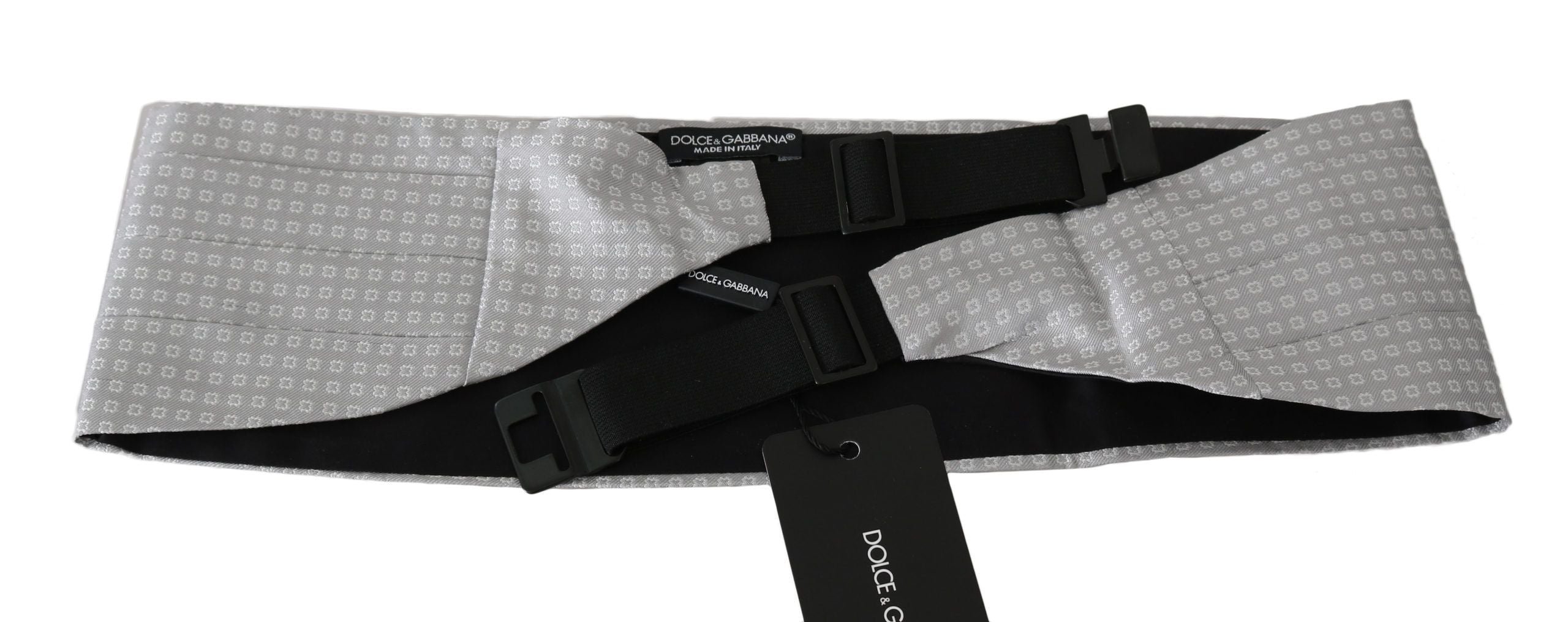 Dolce & Gabbana Gray Patterned Waist Belt Silk Cummerbund Dolce & Gabbana