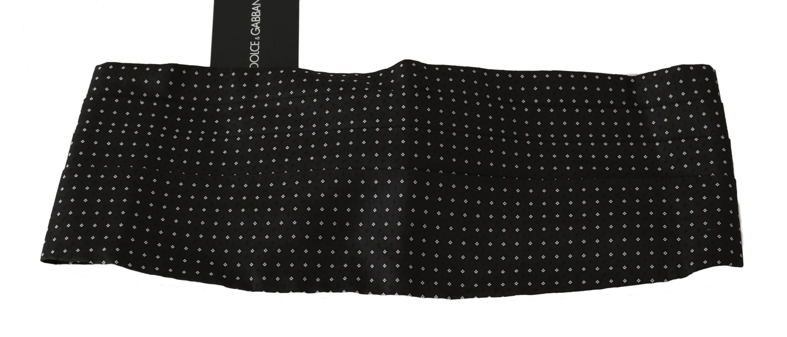 Dolce & Gabbana Dark Gray Dotted Waist Belt Silk Cummerbund Dolce & Gabbana
