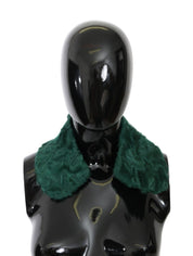 Green Fur Shoulder Collar Wrap Lambskin Scarf