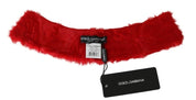 Red Fur Neck Collar Wrap Lambskin Scarf