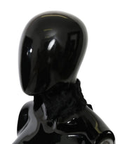 Black Fur Neck Collar Wrap Lambskin Scarf