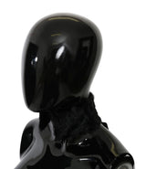 Black Fur Neck Collar Wrap Lambskin Scarf
