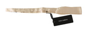 Beige Slim Skinny Men Necktie 100% Silk Bowtie
