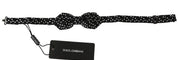 Black Polka Dots Mens Necktie Papillon 100% Silk Bow Tie
