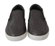 Dolce & Gabbana Gray Leather Flat Caiman Mens Loafers Shoes Dolce & Gabbana