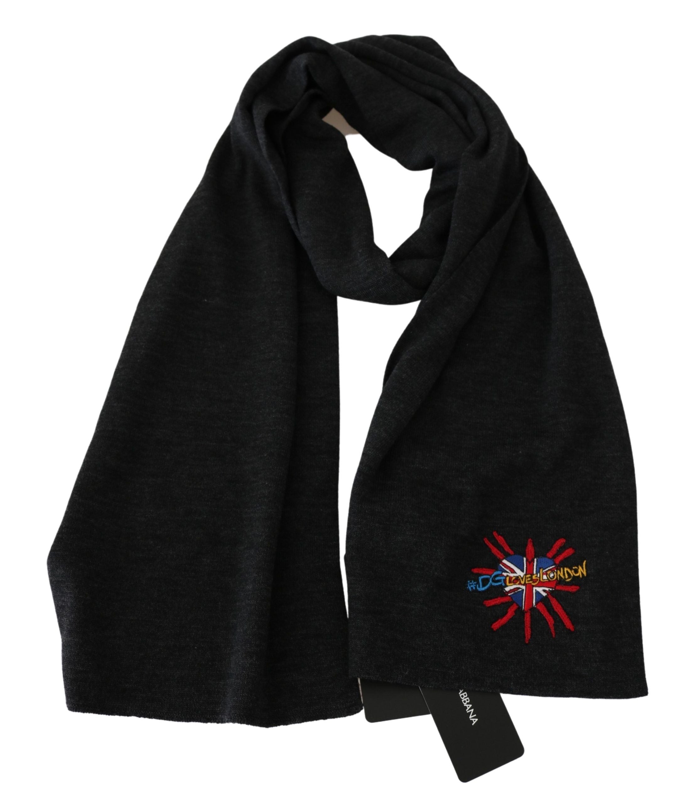 Dolce & Gabbana Gray #DGLovesLondon Wool Wrap Wool Scarf Dolce & Gabbana