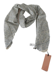 Cotton Beige Blue Fantasy Print Scarf