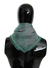 Costume National Green Silk Shawl Foulard Wrap Scarf