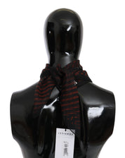 Costume National Black Orange 100% Silk Branded Scarf