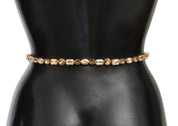 White Leather Crystals Waist Belt