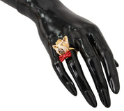 Gold Brass Resin Beige Dog Pet Branded Accessory Ring
