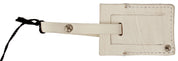 Beige Luggage Tag Branded Leather Patterned Keychain