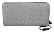 White Ostrich Leather Continental Mens Clutch Wallet