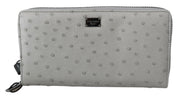 White Ostrich Leather Continental Mens Clutch Wallet