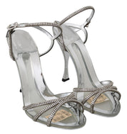Silver Crystal Ankle Strap Sandals Shoes