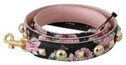 Dolce & Gabbana Pink Floral Leather Stud Accessory Shoulder Strap