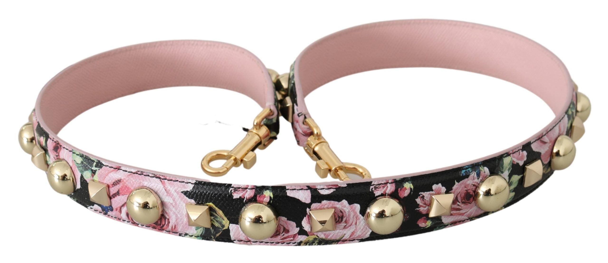 Dolce & Gabbana Pink Floral Leather Stud Accessory Shoulder Strap Dolce & Gabbana
