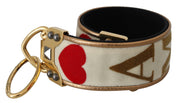 Gold White Textile Leather AMORE Shoulder Strap