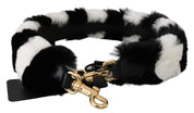 Dolce & Gabbana Black White Lapin Fur Accessory Shoulder Strap