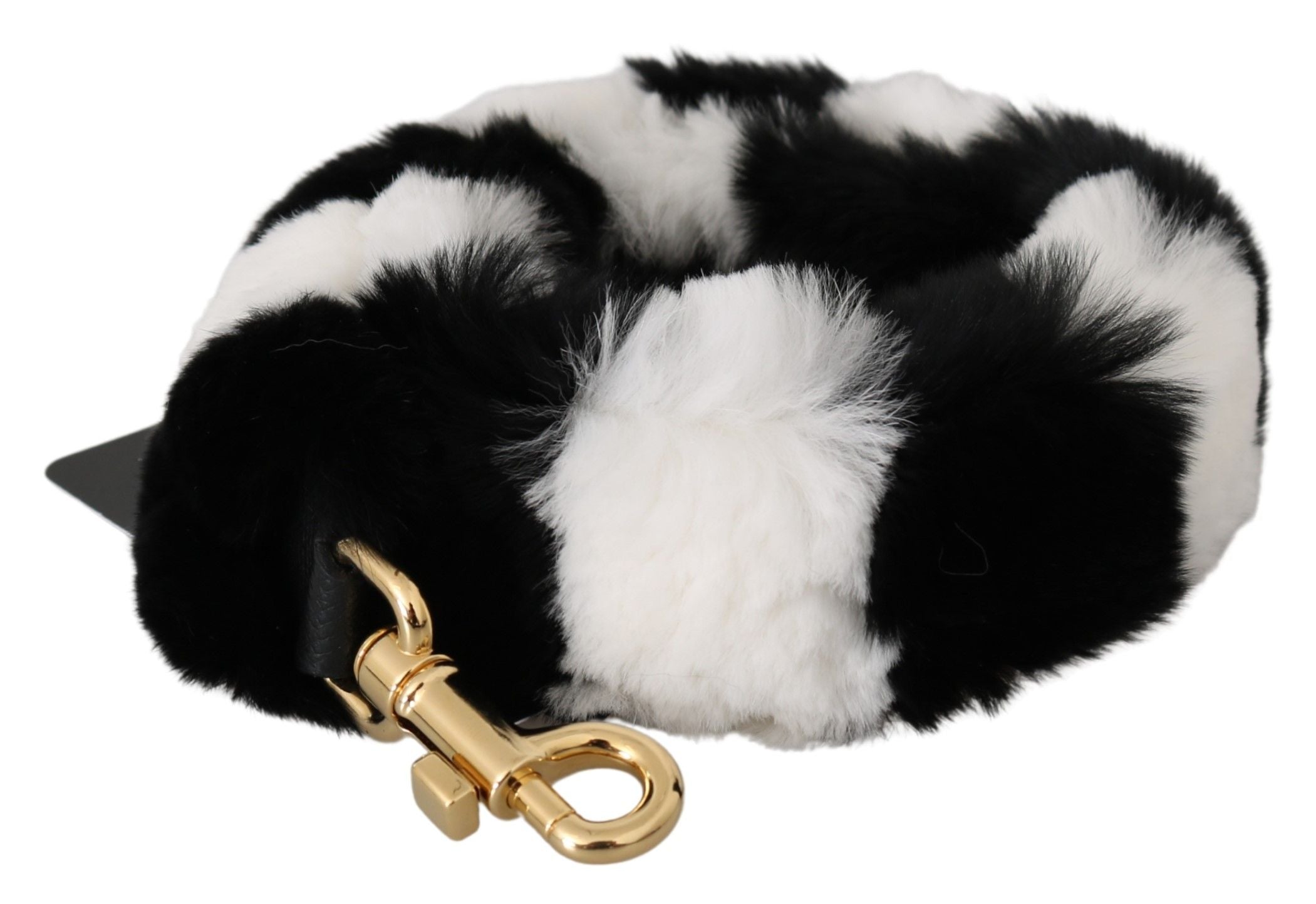 Dolce & Gabbana Black White Lapin Fur Accessory Shoulder Strap Dolce & Gabbana