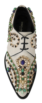 White Suede Crystal Dress Broque Shoes