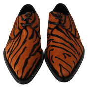 Orange Pony Hair Formal Dress Broque Shoes
