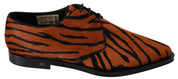 Orange Pony Hair Formal Dress Broque Shoes