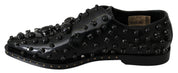Black Leather Crystals Dress Broque Shoes