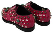 Pink Leather Crystals Dress Broque Shoes