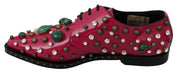 Pink Leather Crystals Dress Broque Shoes