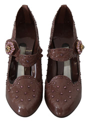 Brown Floral Crystal CINDERELLA Heels Shoes