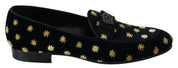 Blue Velvet Crown Slippers Loafers Shoes
