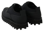 Black Rubberized Calfskin Chunky Derby Vulcano Shoes
