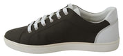 White Green Leather Low Top Sneakers Shoes
