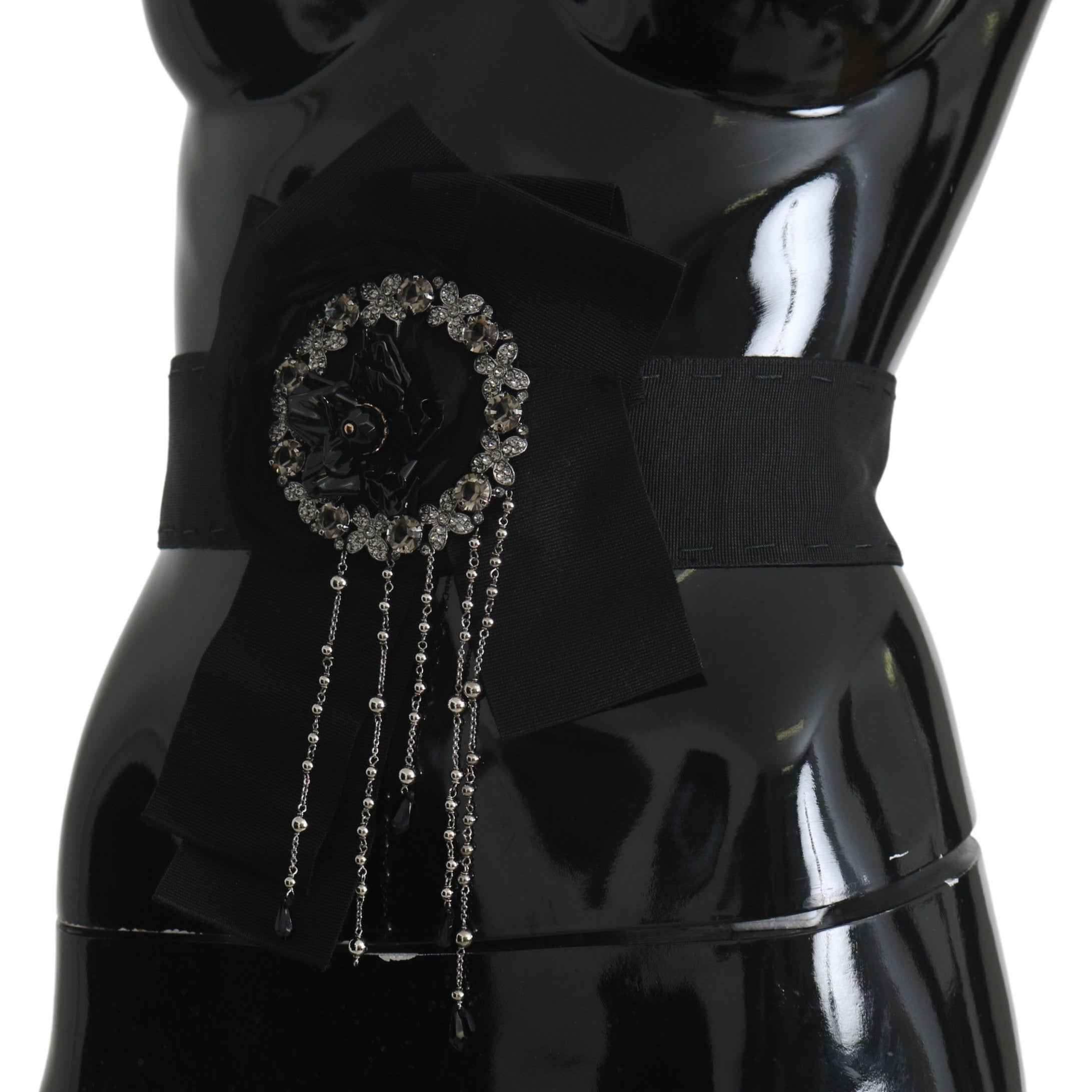 Dolce & Gabbana Black Crystal Brooch Wide Wai SATORIA Belt Dolce & Gabbana