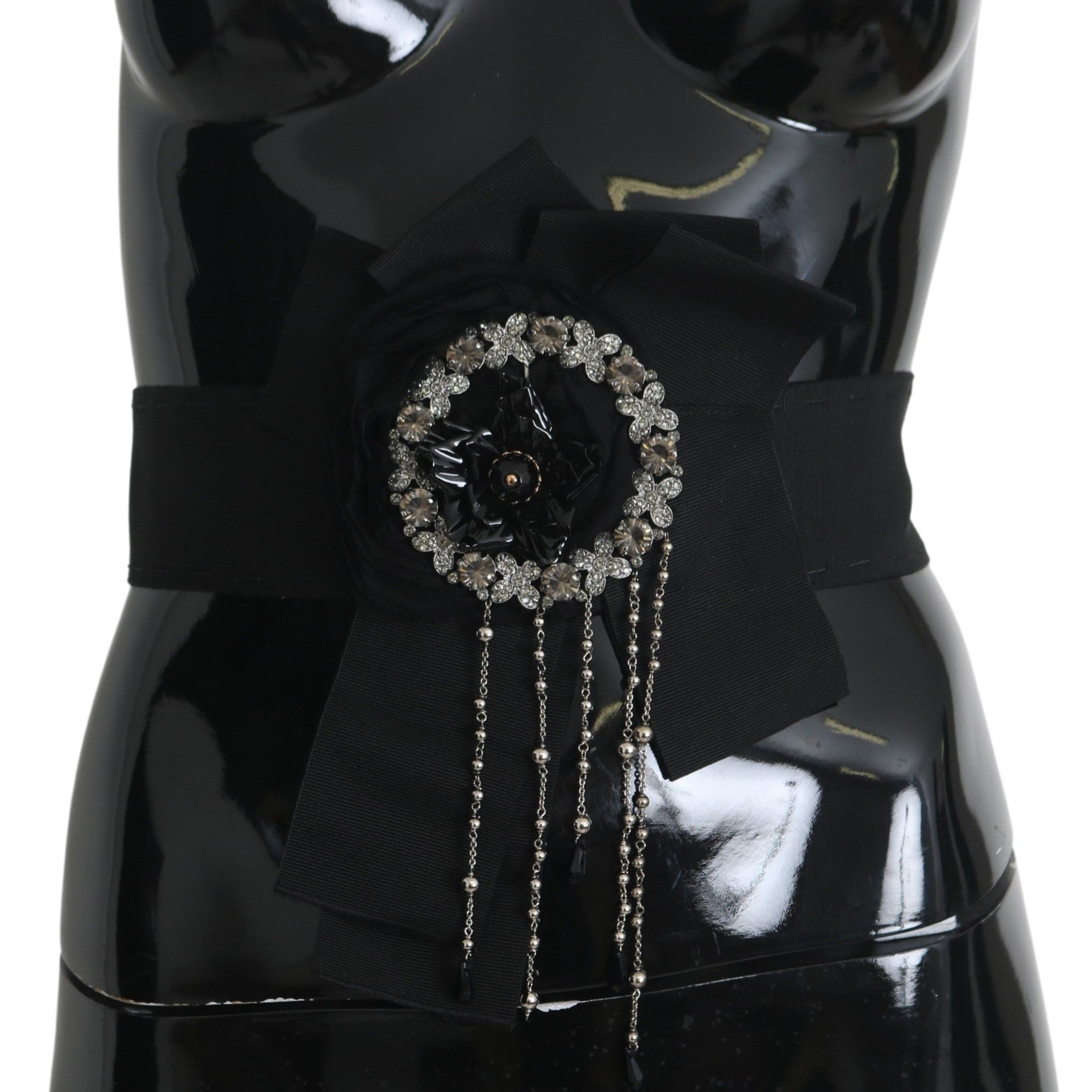 Dolce & Gabbana Black Crystal Brooch Wide Wai SATORIA Belt Dolce & Gabbana