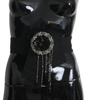 Dolce & Gabbana Black Crystal Brooch Wide Wai SATORIA Belt Dolce & Gabbana
