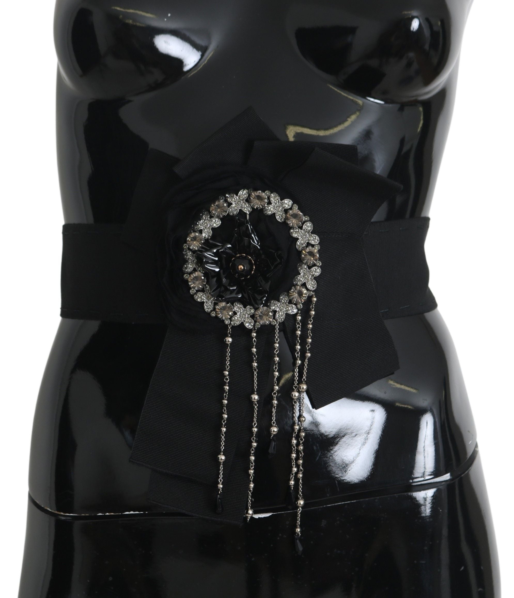 Dolce & Gabbana Black Crystal Brooch Wide Wai SATORIA Belt Dolce & Gabbana