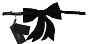 Silver Tone 100% Silk Crystal Embellished Women  Bowtie