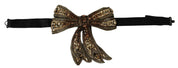 Gold Tone Silk Rhinestone Embellished Women Bowtie