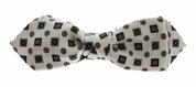 White Silk Bowtie Leather Men Belt Gift Box